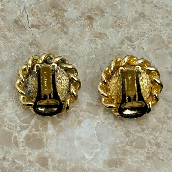 Christian Dior Signed Gold Tone Faux Iridescent Pearl Clip on Earrings - Picture 7 of 10